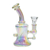 Piranha 6” Glass Hourglass Rig Electroplated Rainbow