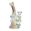 Piranha 6” Glass Hourglass Rig Electroplated Rainbow