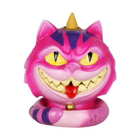 Grinning Cheshire Cat Backflow Polyresin Incense Burner - 4.25" x 4.5" - Slick Vapes