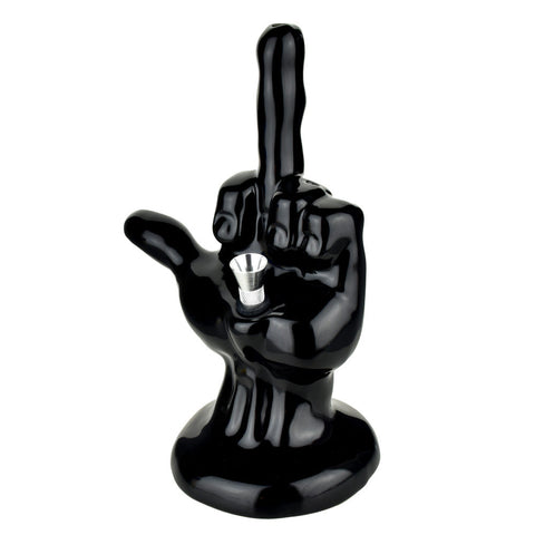 One-Fingered Salute Ceramic Bong - Slick Vapes