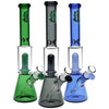SeshGear Double Chamber Glass Beaker Water Pipe - 12" / 14mm F / Colors Vary - Slick Vapes