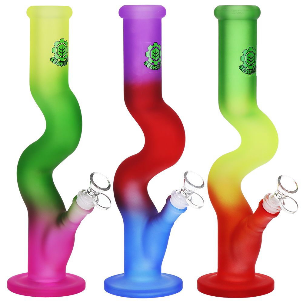 SeshGear Winding Path Ombre Glass Water Pipe - 12.75" / 14mm F / Colors Vary - Slick Vapes
